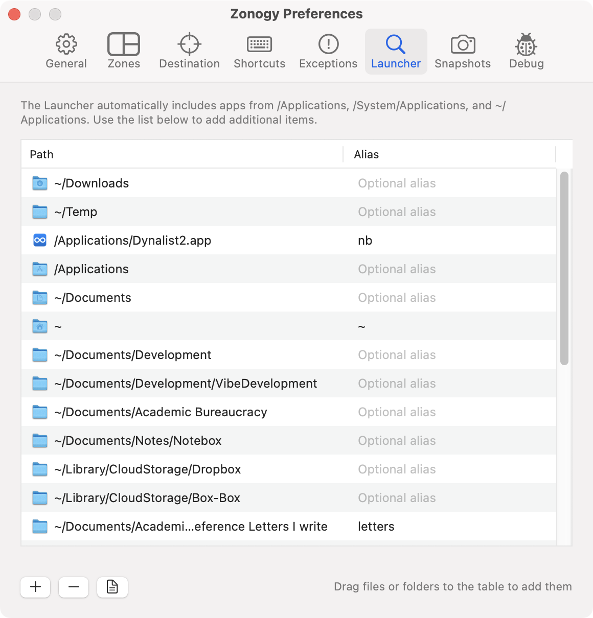 Launcher Preferences window